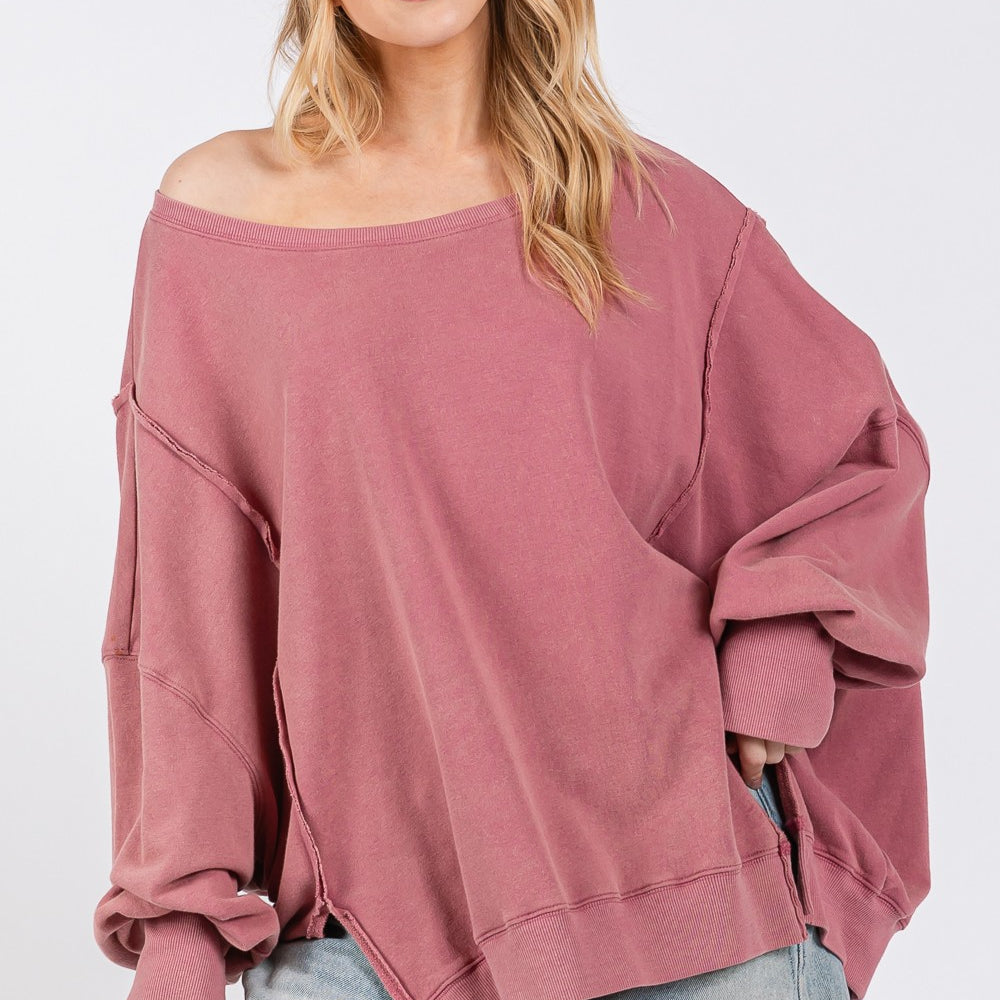 Mineral Wash Side Slit Oversized Sweatshirt