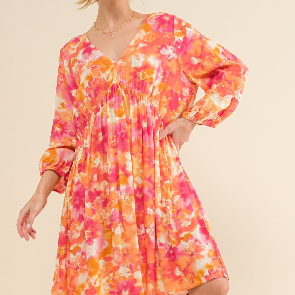 
                      
                        Printed Tie Back Long Sleeve Dress
                      
                    