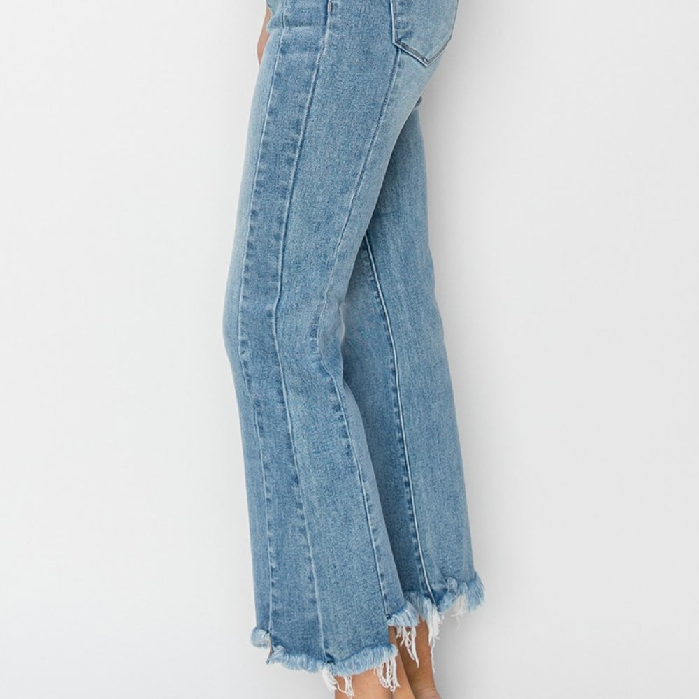 
                      
                        RISEN High Rise Frayed Hem Flare Jeans
                      
                    