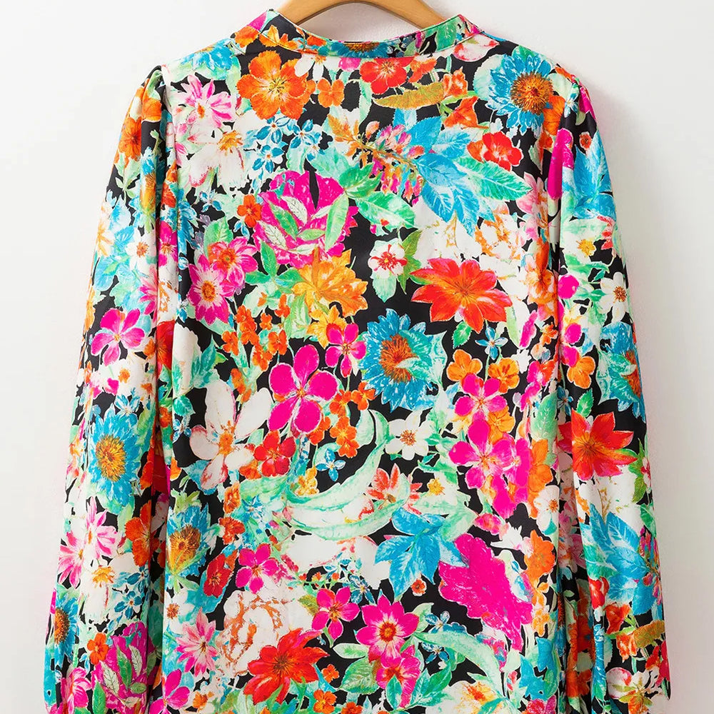 
                      
                        Printed Tie Neck Long Sleeve Blouse
                      
                    