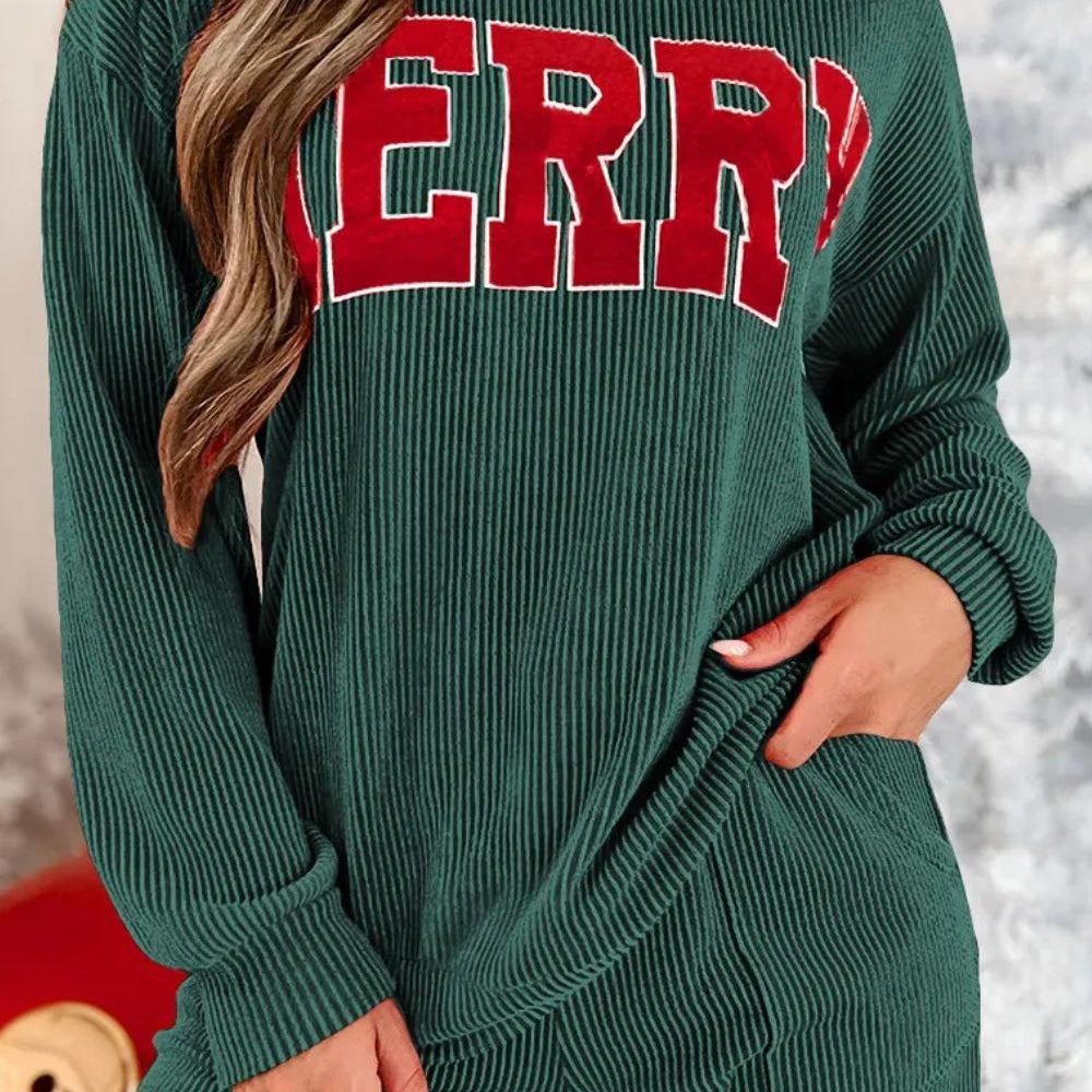 
                      
                        MERRY Round Neck Long Sleeve Top and Shorts Lounge Set
                      
                    