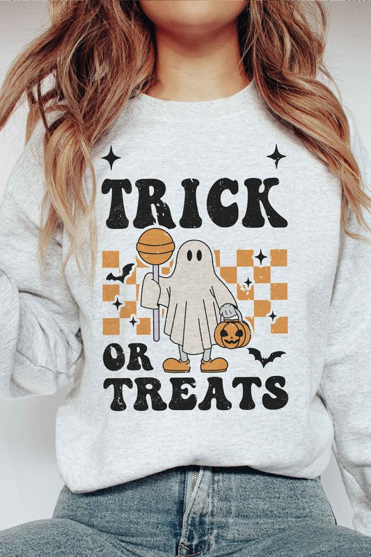 
                      
                        TRICK OR TREATS CHECKER GHOST Graphic Sweatshirt
                      
                    