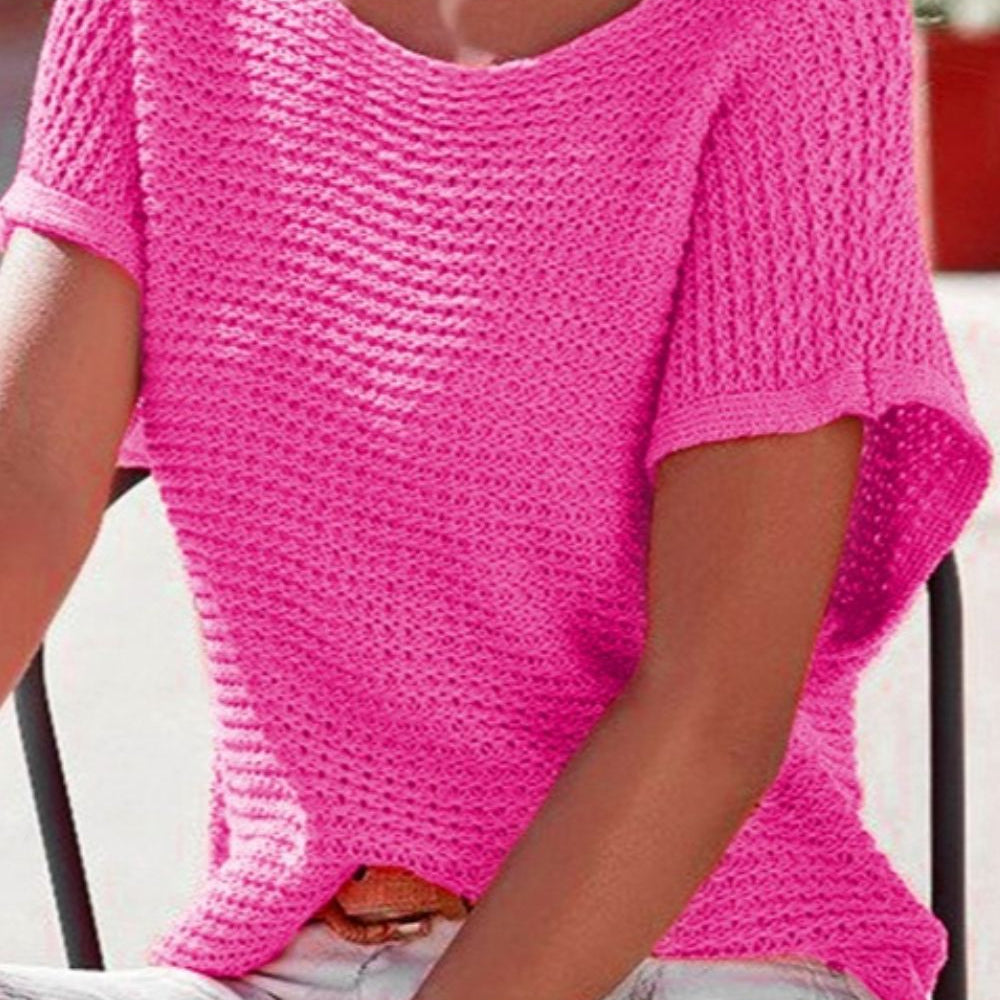 
                      
                        Boat Neck Short Sleeve Sweater
                      
                    