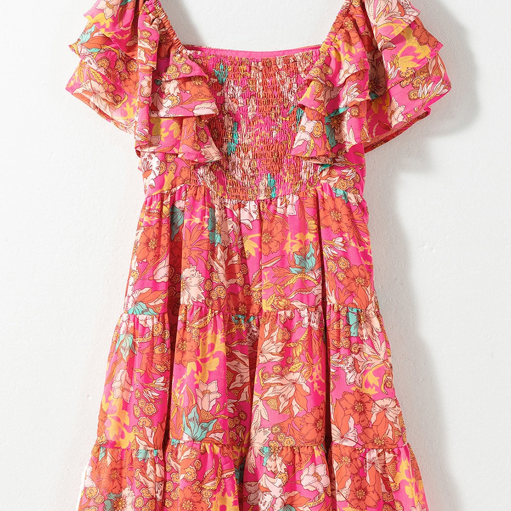 
                      
                        Ruffled Printed Square Neck Dress
                      
                    