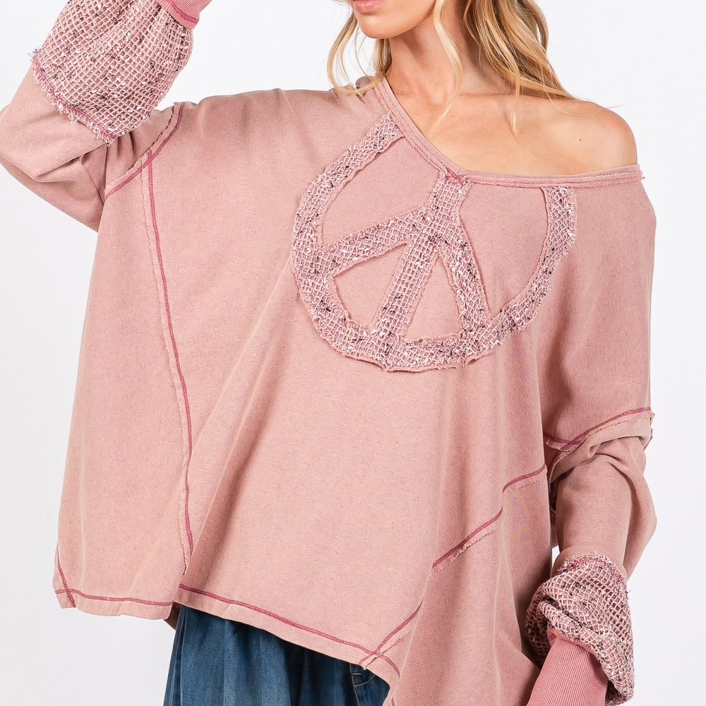 
                      
                        Peace Sign Mineral Wash Terry Top
                      
                    