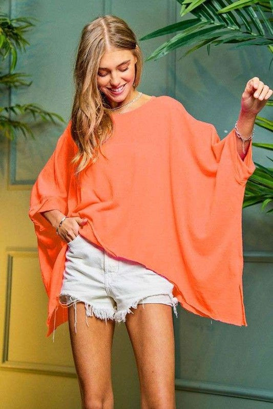 
                      
                        Solid Round Neck Loose Fit Kimono Sleeve Sweater
                      
                    