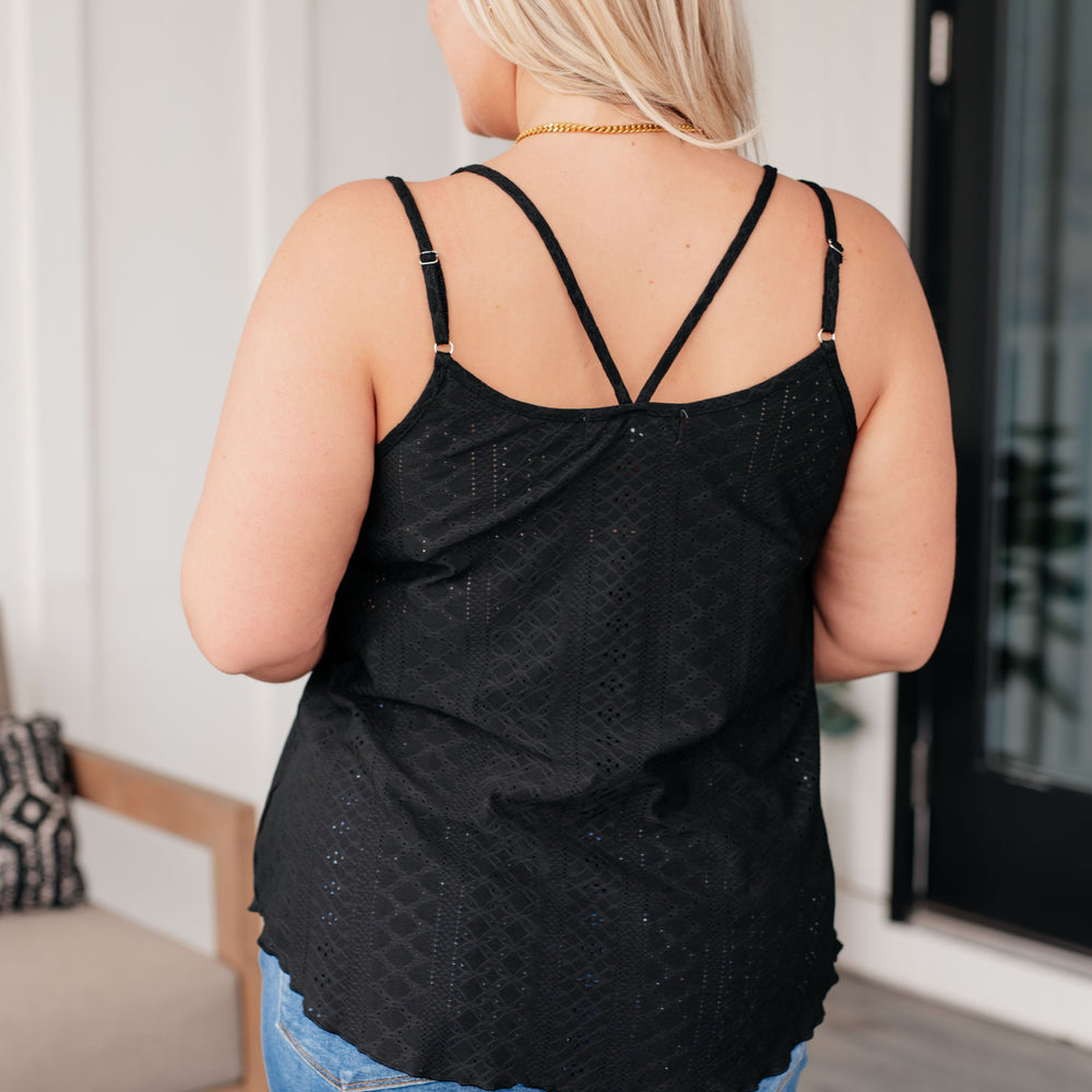 
                      
                        Eye on the Prize Eyelet Tank in Black
                      
                    