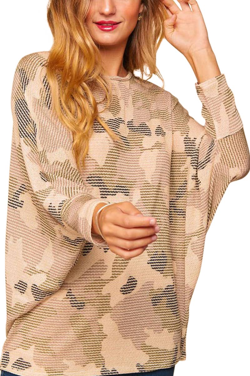 Camo Dolman Sleeve Top