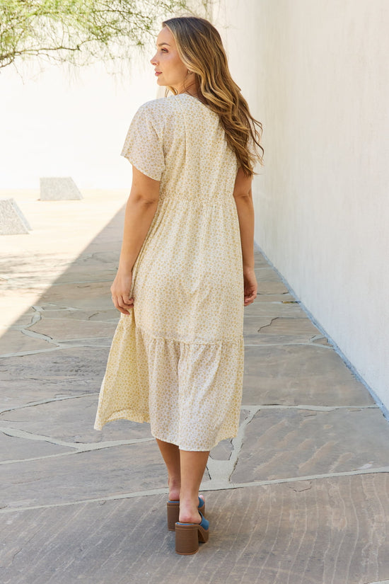 Kiara Kimono Sleeve Midi Dress in Cream