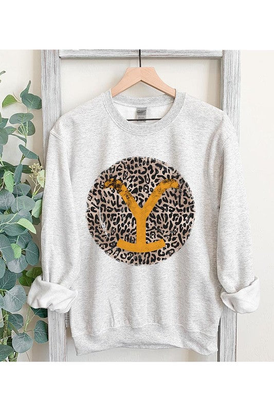 Yellowstone Y Leopard Print Graphic Pullover