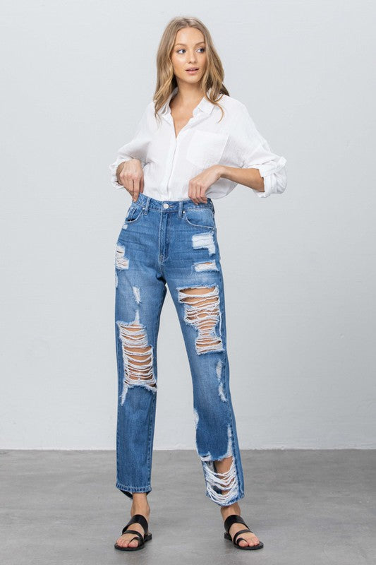 Hanna Distressed High Rise Jean