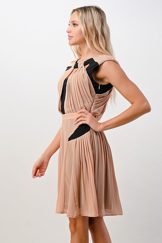 Load image into Gallery viewer, Gia Color Blocked Pleated Dress
