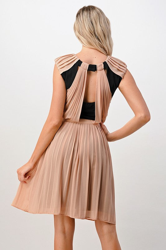Load image into Gallery viewer, Gia Color Blocked Pleated Dress
