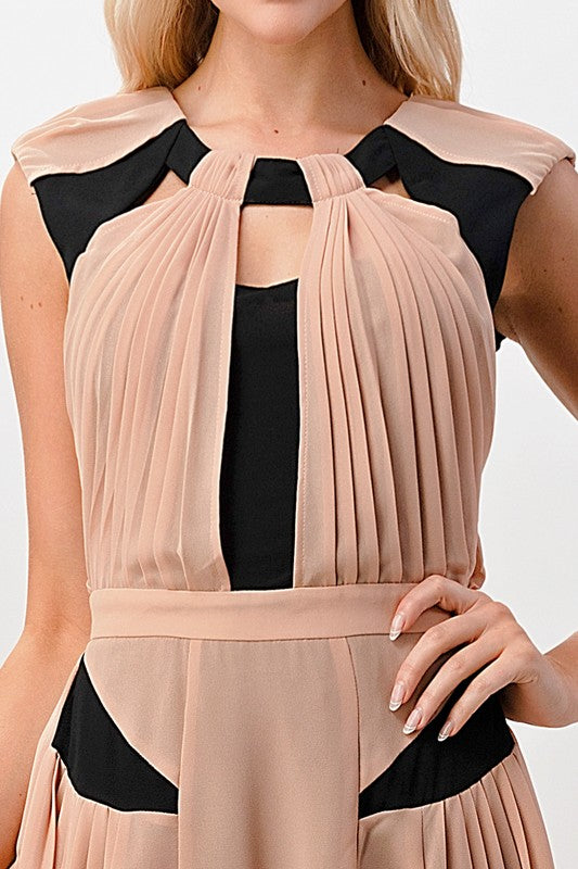 Gia Color Blocked Pleated Dress