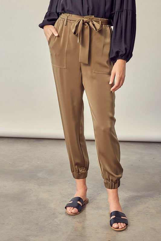 Sylvia Belted Satin Pants