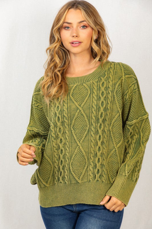 Maya Mineral Washed Cable Sweater