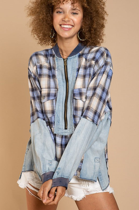 Marin Plaid + Denim Pullover