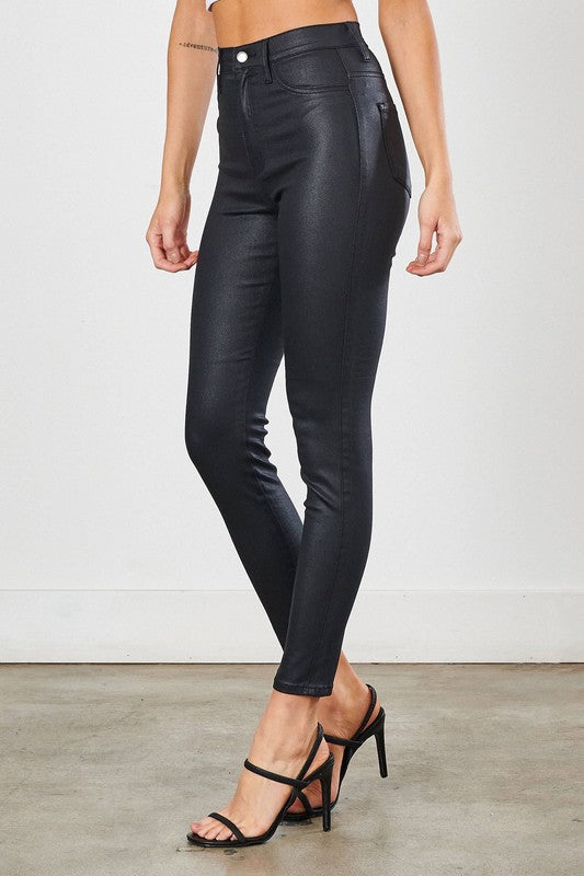 Aria Coated Black Skinny Jeans