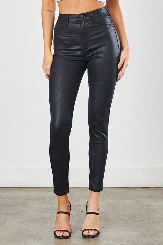 Aria Coated Black Skinny Jeans