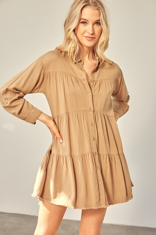 Delilah Tiered Shirt Dress