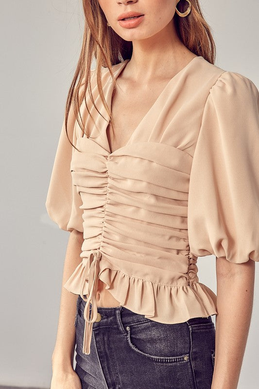 
                      
                        Maggie Puff Sleeve Cinched Top
                      
                    