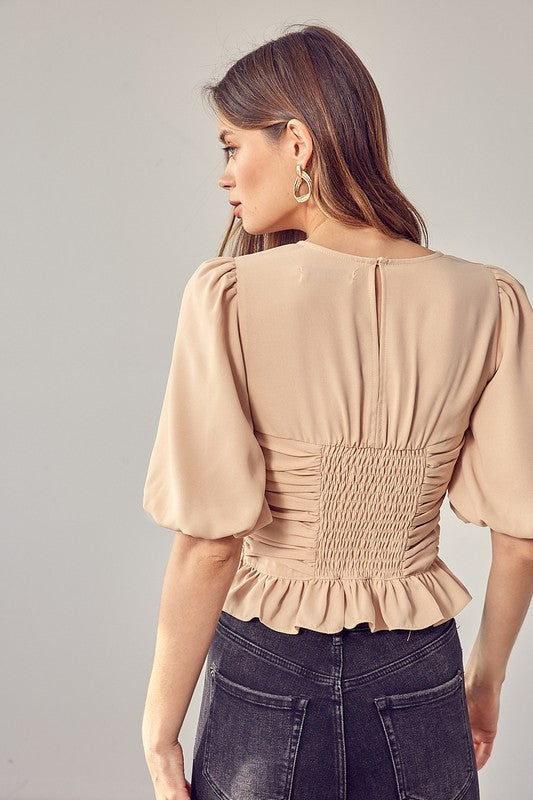 
                      
                        Maggie Puff Sleeve Cinched Top
                      
                    