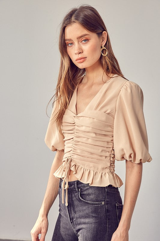 
                      
                        Maggie Puff Sleeve Cinched Top
                      
                    