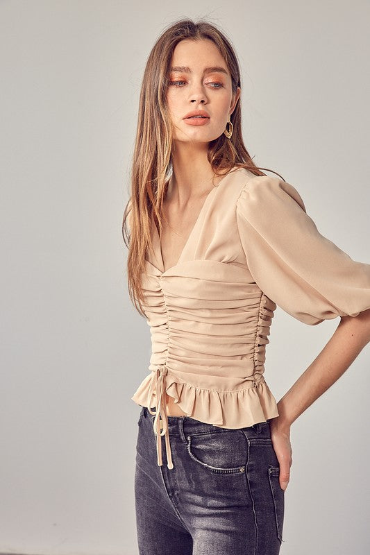 
                      
                        Maggie Puff Sleeve Cinched Top
                      
                    