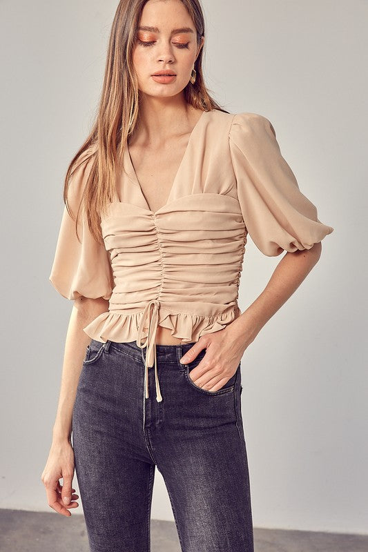 
                      
                        Maggie Puff Sleeve Cinched Top
                      
                    