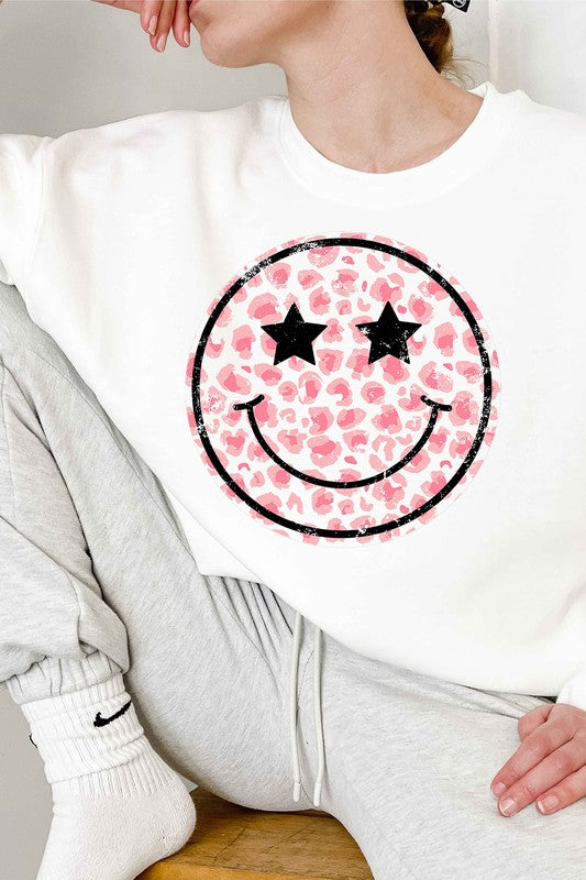 Load image into Gallery viewer, Pink Leopard Smiley Pullover
