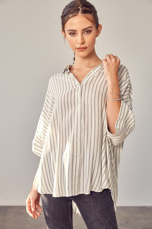 Maggie Striped Kimono Sleeve Top