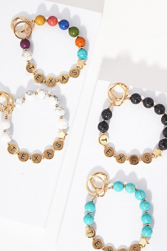 TEXAS w Semi precious Stone Keychain Bracelets