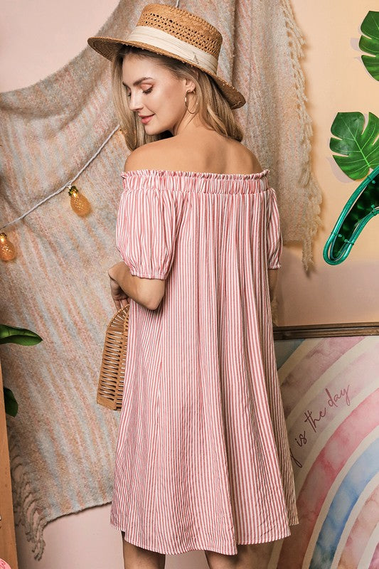 Serena Striped Off The Shoulder Dress