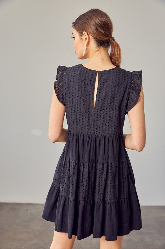 Cameryn V-Neck Eyelet Dress