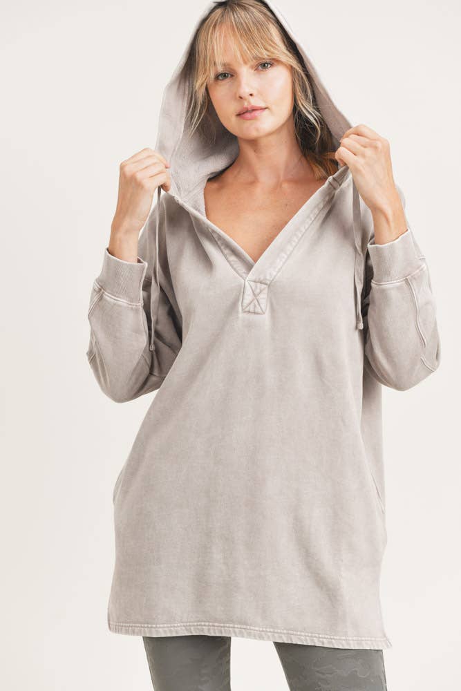 Greige Mineral-Washed Pullover