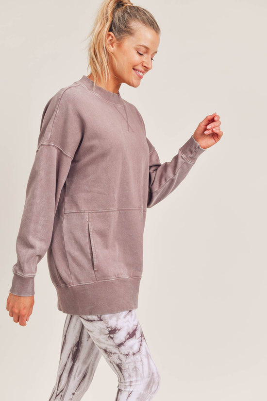 Iris Mineral-Washed Fleece Longline Pullover