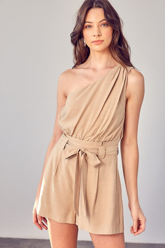 Elliott One Shoulder Front Tie Romper