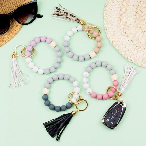 Leopard Tassel Keyring Bracelet