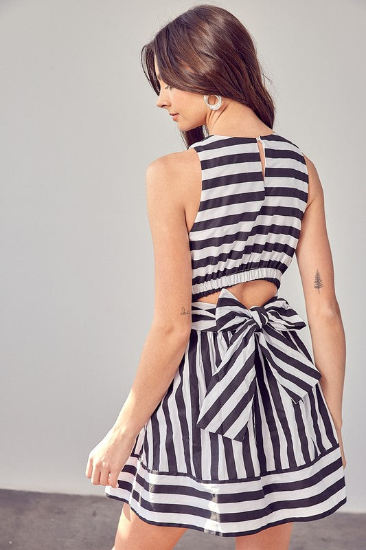 Kennedie Striped Back Tie Mini Dress