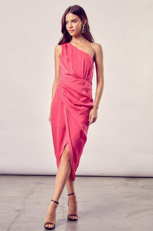 Alexis One Sholuder Wrap Midi Dress