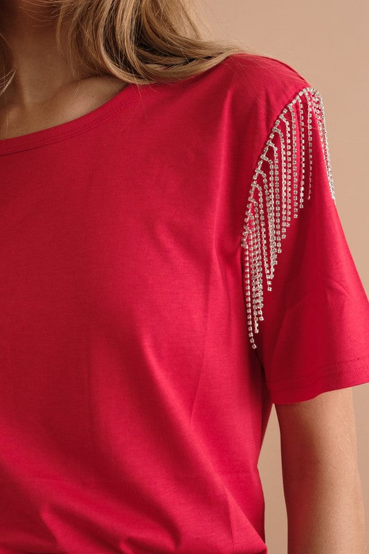 Rhinestone Fringe Tee