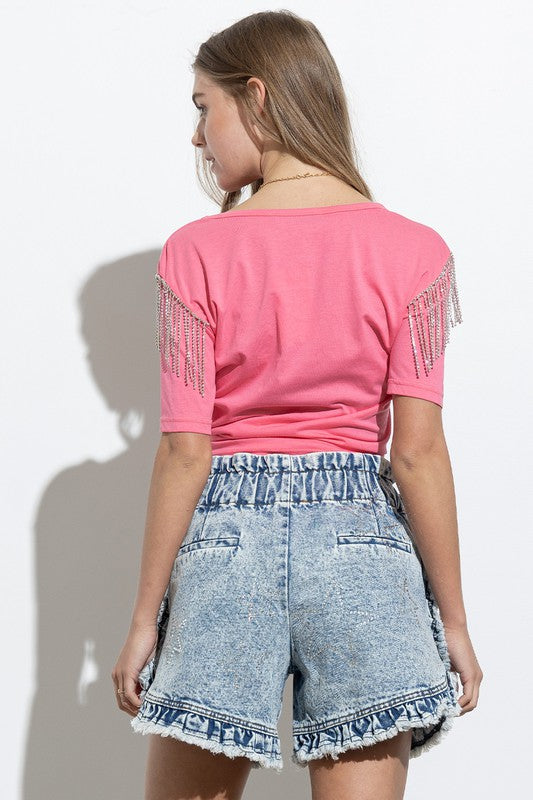 Rhinestone Fringe Tee