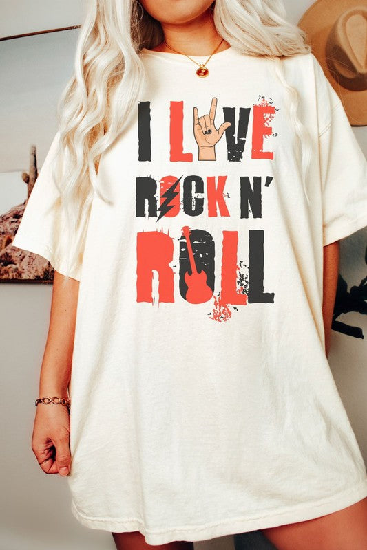I Love Rock n Roll Oversized Graphic Tee