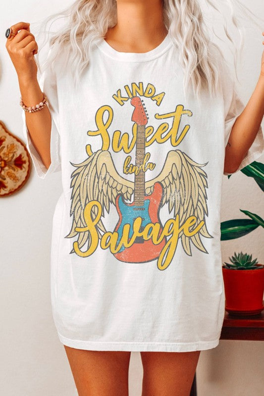 Kinda Sweet Kinda Savage Oversized Graphic Tee