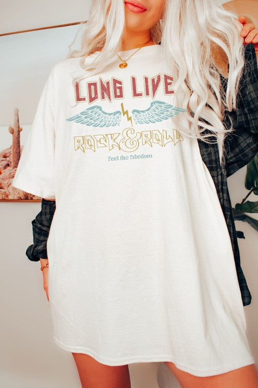 Long Live Rock n Roll Oversized Graphic Tee