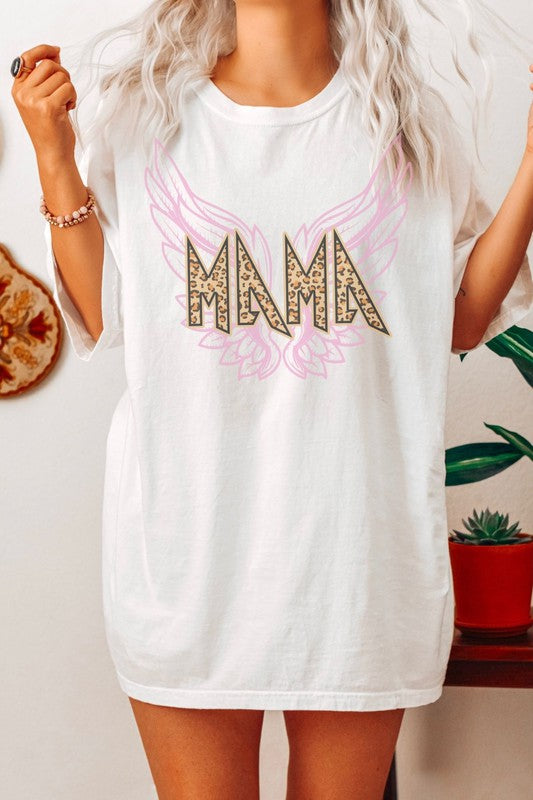 Mama Leopard Wings Oversized Graphic Tee