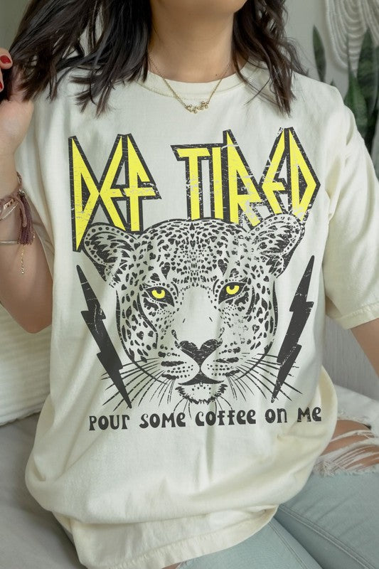Def Tired Leopard Oversized Graphic Tee