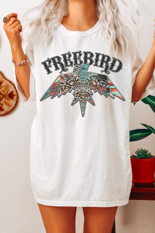 Freebird Aztec Pattern Oversized Graphic Tee