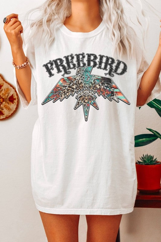 Load image into Gallery viewer, Freebird Aztec Pattern Oversized Graphic Tee
