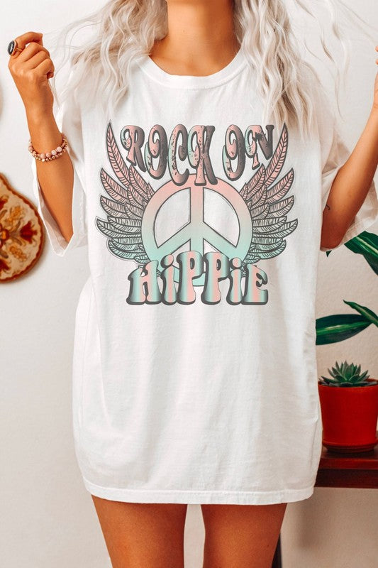 Rock On Hippie Oversized Graphic Tee